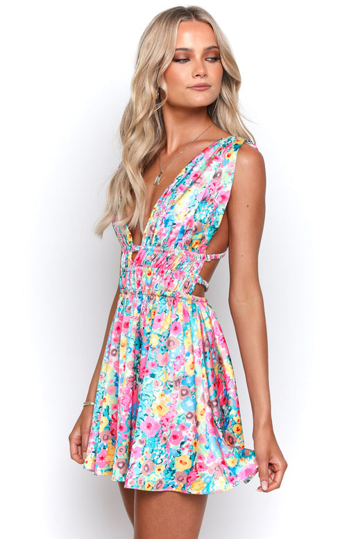 KADY - Floral Backless Mini Dress