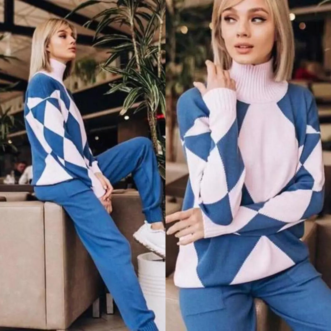 TESS - Knitted Two-Piece Set Geometric Print