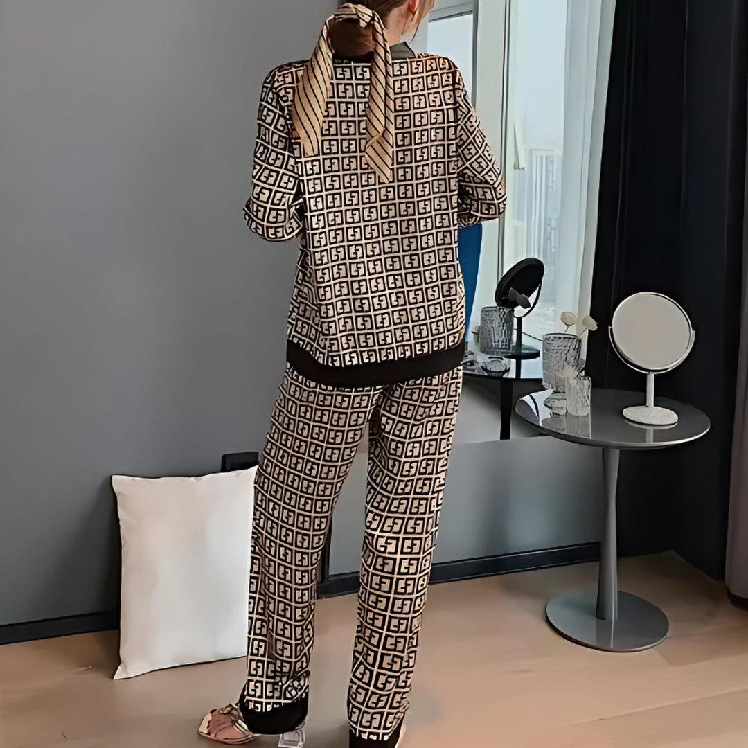 MAIRA  - Silky 2-Piece Golden Dawn Pattern Pajama