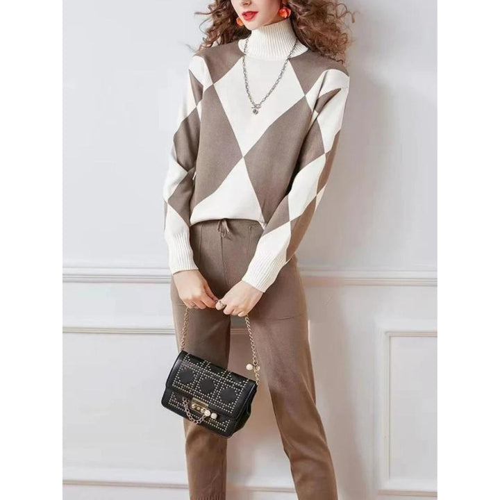 TESS - Knitted Two-Piece Set Geometric Print