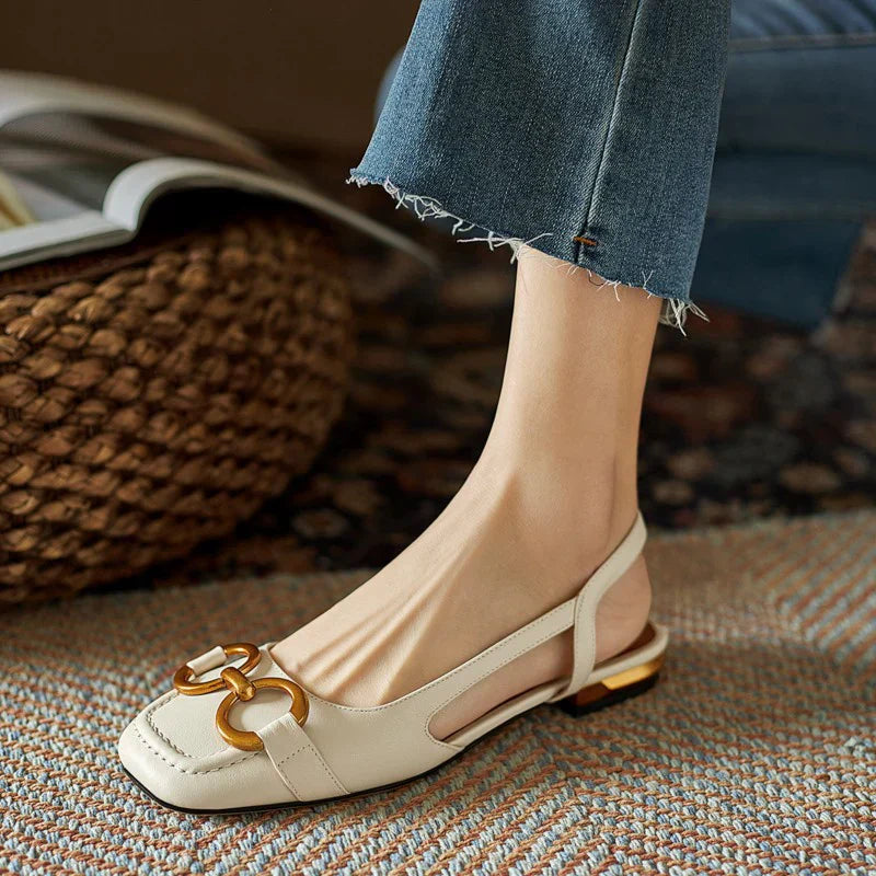 ANN - Elegant Slingback Flats with Buckle Detail