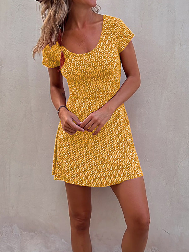 NAKA - Duo Side Printed Cut-Out Mini Dress