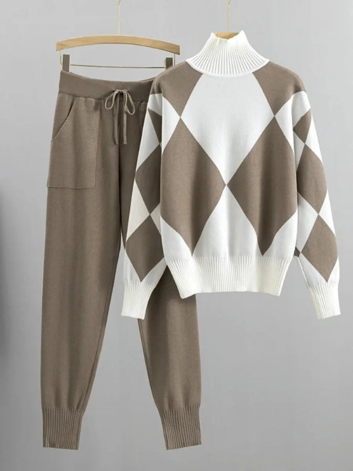 TESS - Knitted Two-Piece Set Geometric Print