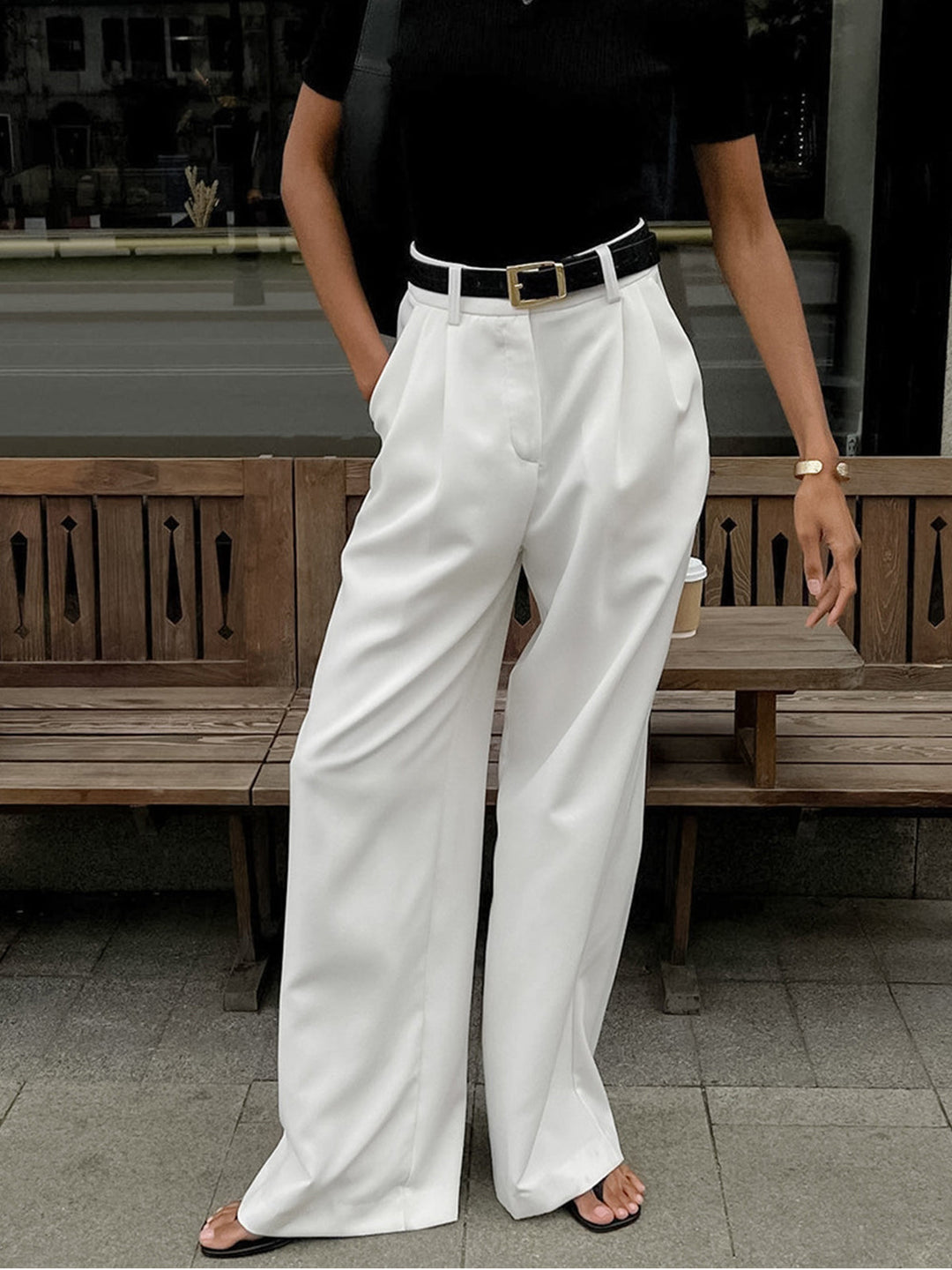 BAHARI - Tailored Wide-Leg High Waist Trousers
