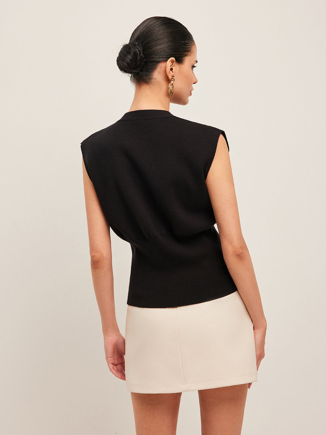 KARMA - Sculpted Knit Vest With Gold Detail