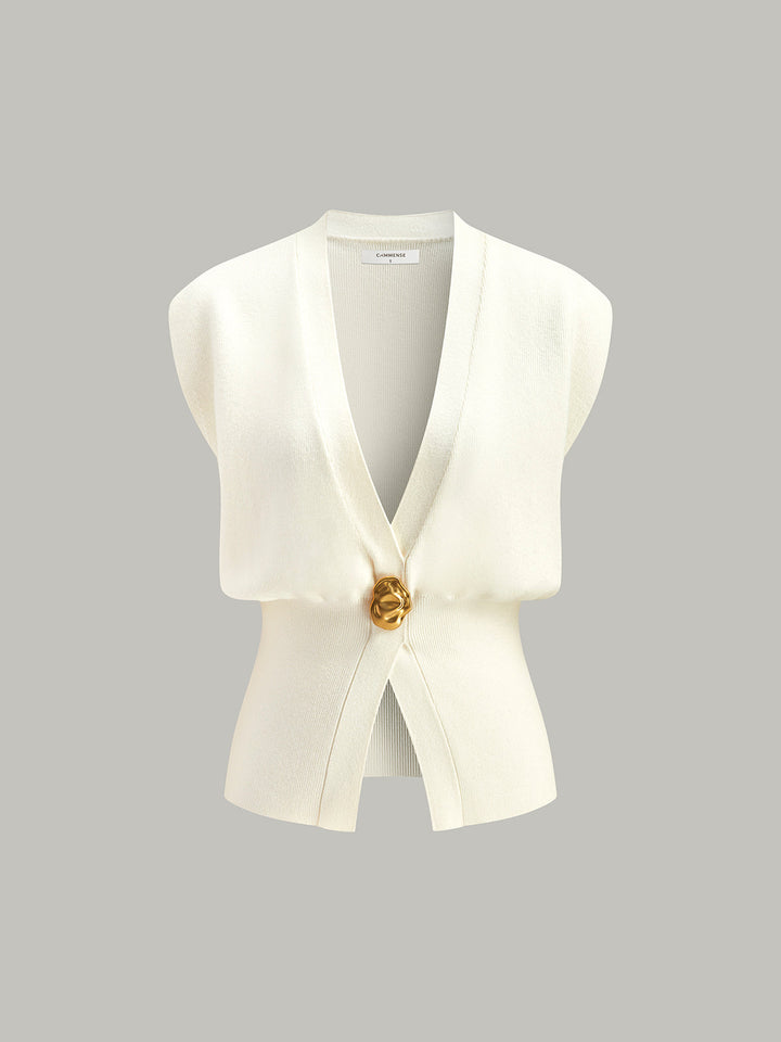 KARMA - Sculpted Knit Vest With Gold Detail