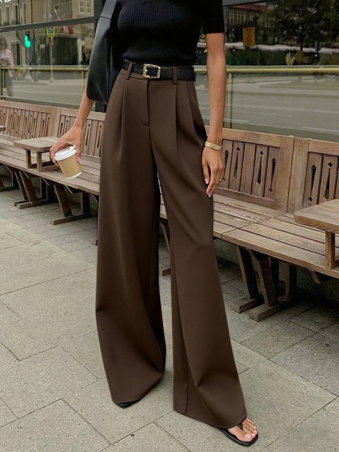 BAHARI - Tailored Wide-Leg High Waist Trousers