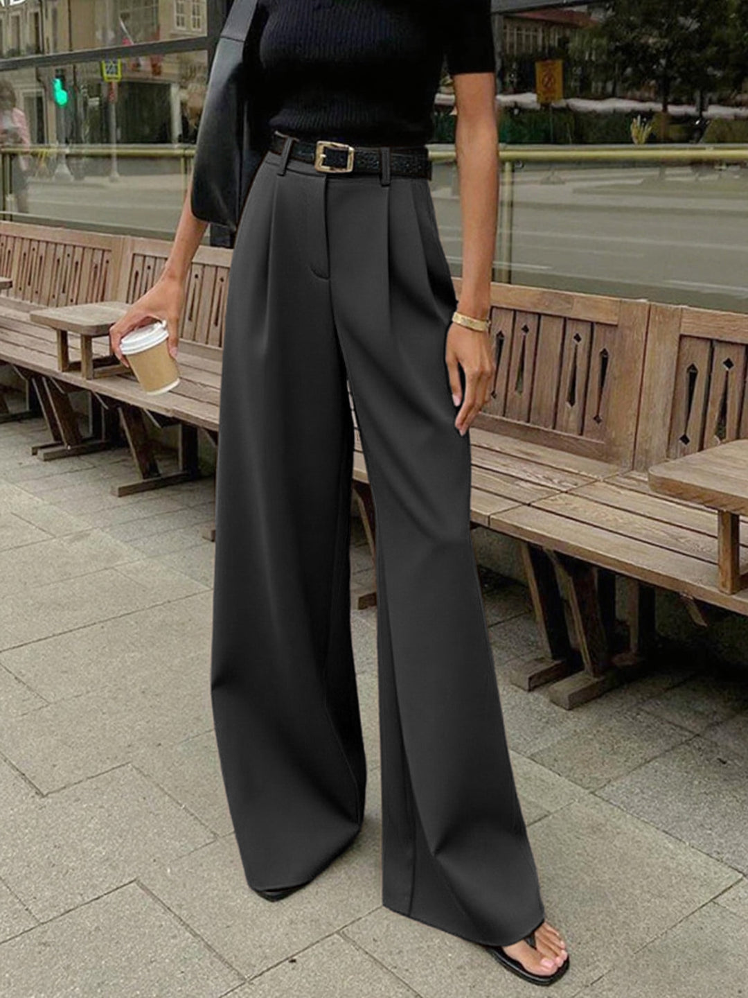 BAHARI - Tailored Wide-Leg High Waist Trousers