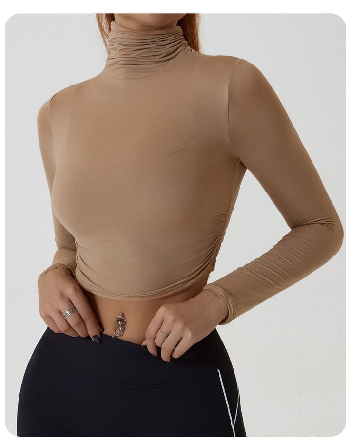 SIDRA - Long Sleeve Ruched Turtleneck Crop Top