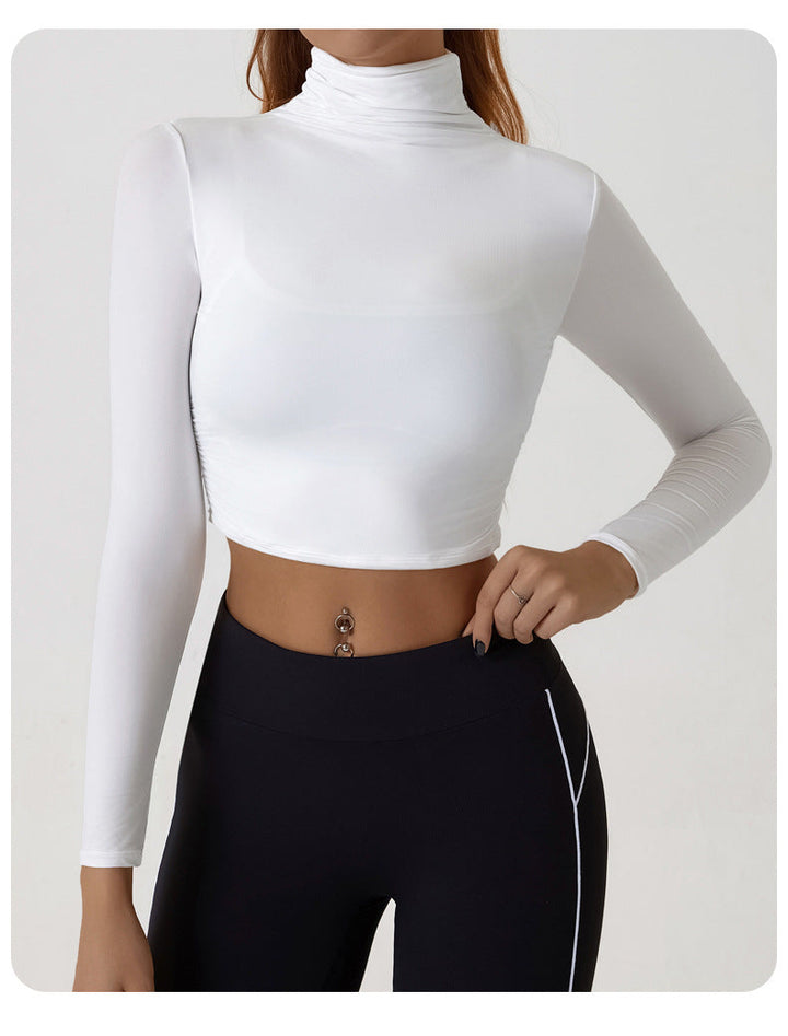 SIDRA - Long Sleeve Ruched Turtleneck Crop Top