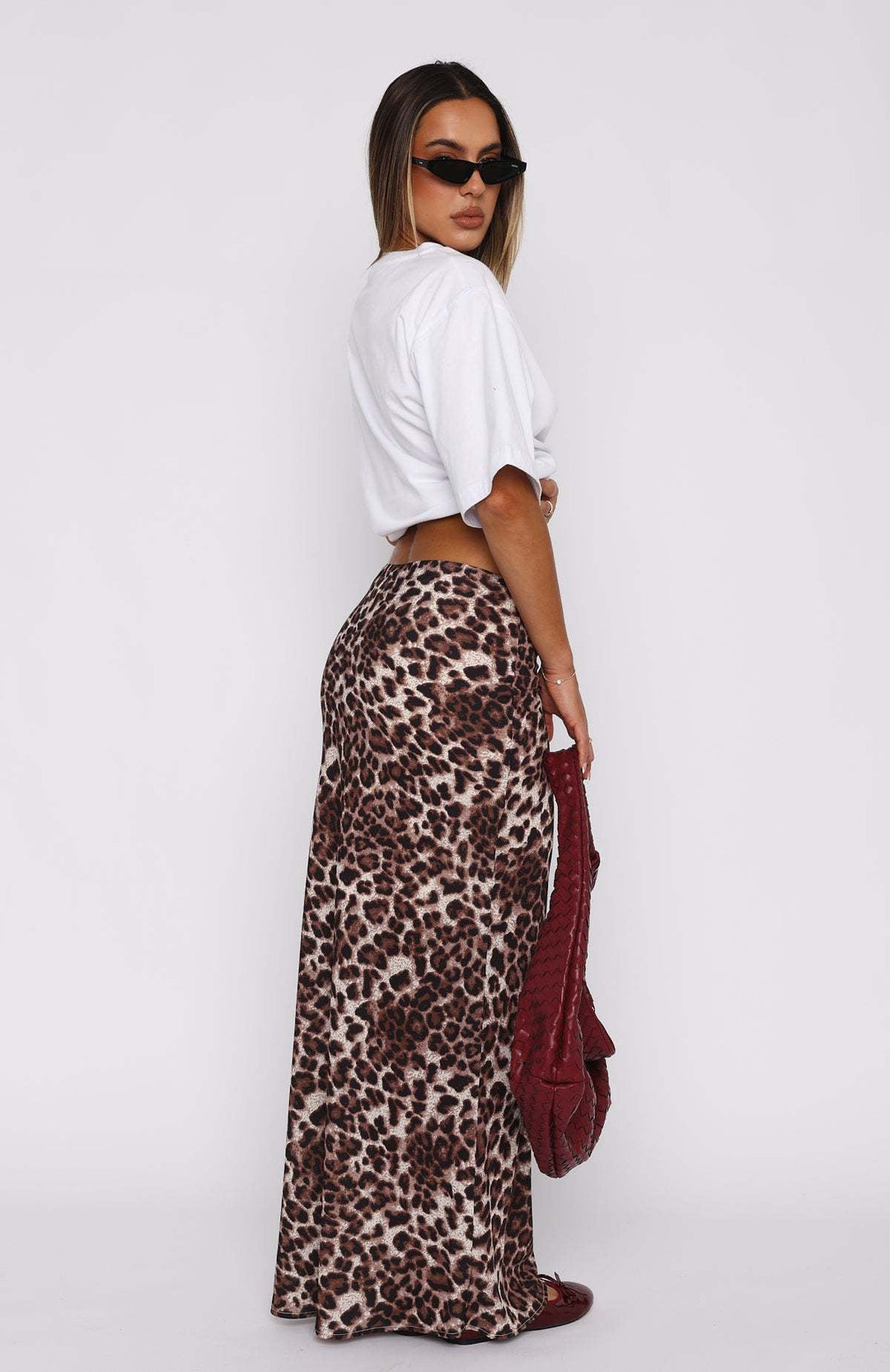 NORIKO - Leopard Print Maxi Skirt High Waist