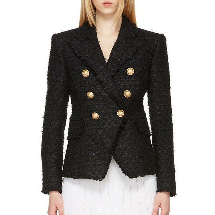 SARENE - Women's Double-Breasted Tweed Blazer Jacket