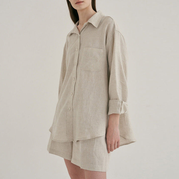 KIRSTEN - Linen Oversized Shirt and Shorts Set