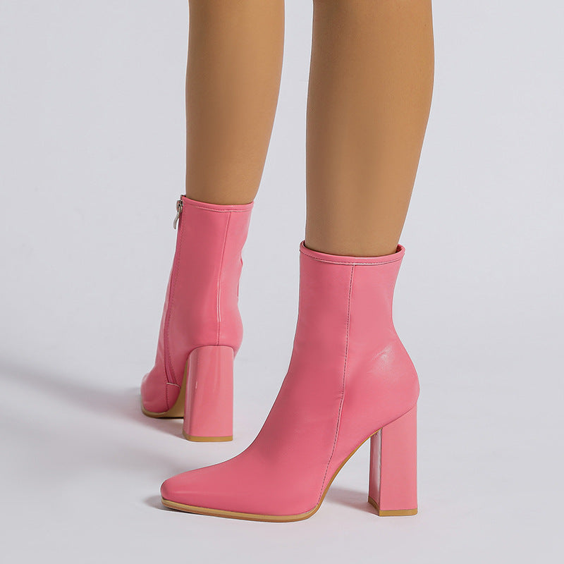 ELLYS - Elegant Pink High-Heeled Ankle Boots