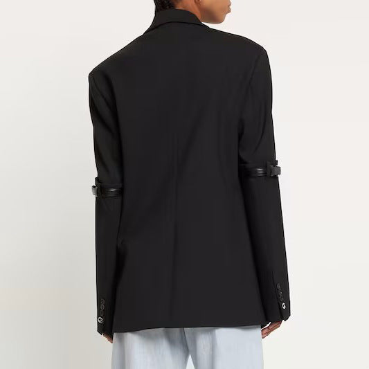 AKIRA - Black Blazer with Arm Strap Detail