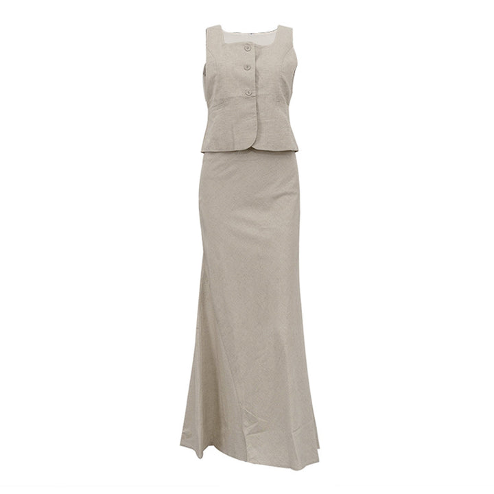 LIANA - Sleeveless Vest and Maxi Skirt Set