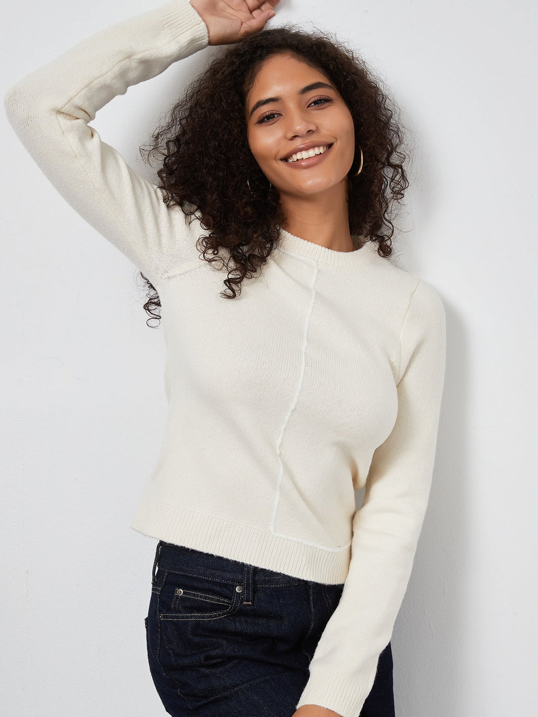 TYNA - Women's Fitted Long Sleeve Knit Sweater