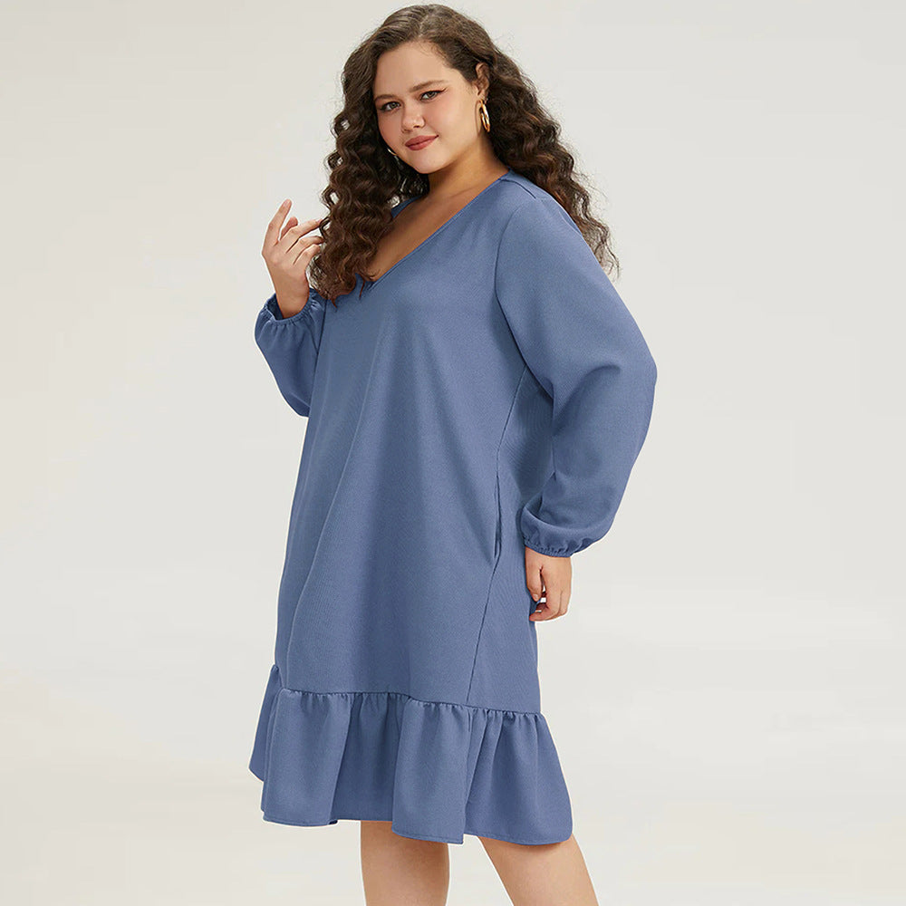 SANAA - V-Neck Ruffle Hem Dress