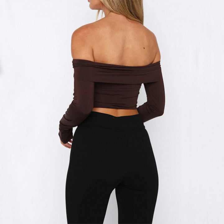 YAMA - Off-Shoulder Long Sleeve Crop Top
