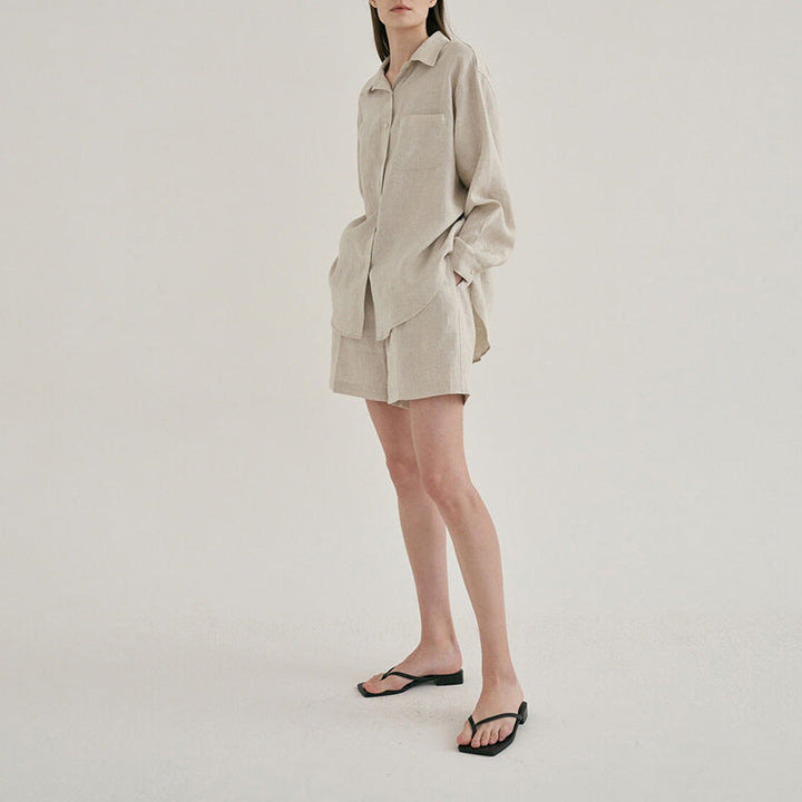 KIRSTEN - Linen Oversized Shirt and Shorts Set