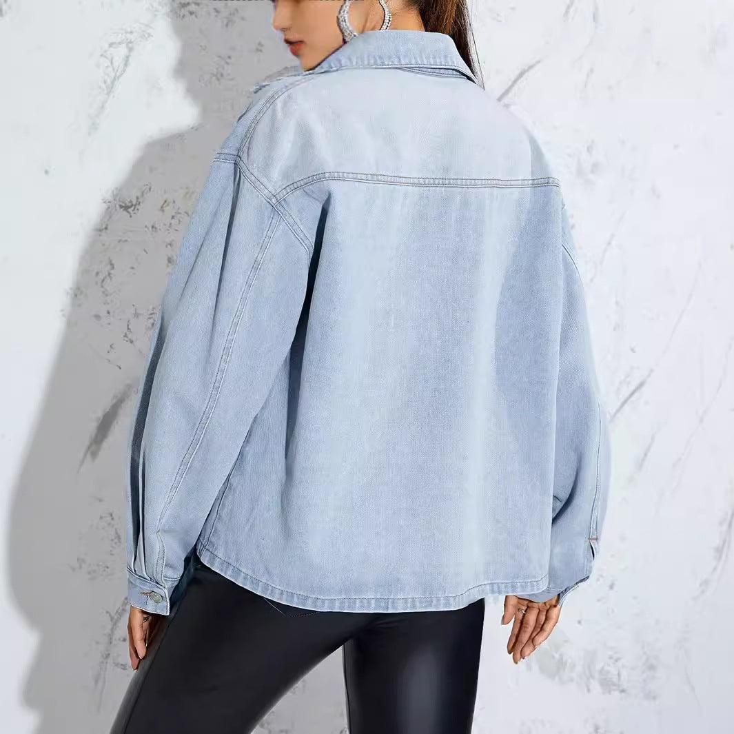 NIARA - Oversized Light Wash Denim Jacket