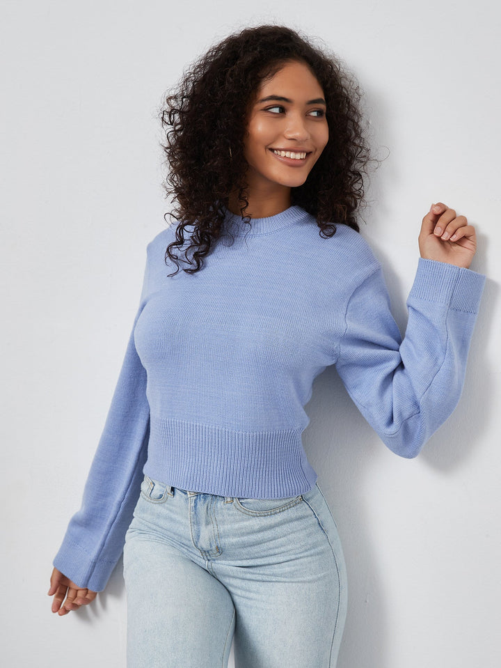 YASZ - Women's Cropped Ribbed Knit Sweater