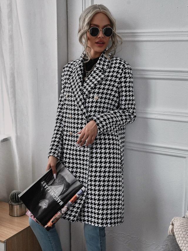 GION - Houndstooth Long Coat