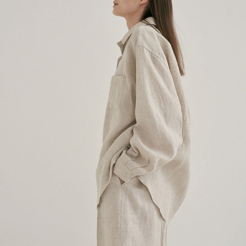 KIRSTEN - Linen Oversized Shirt and Shorts Set