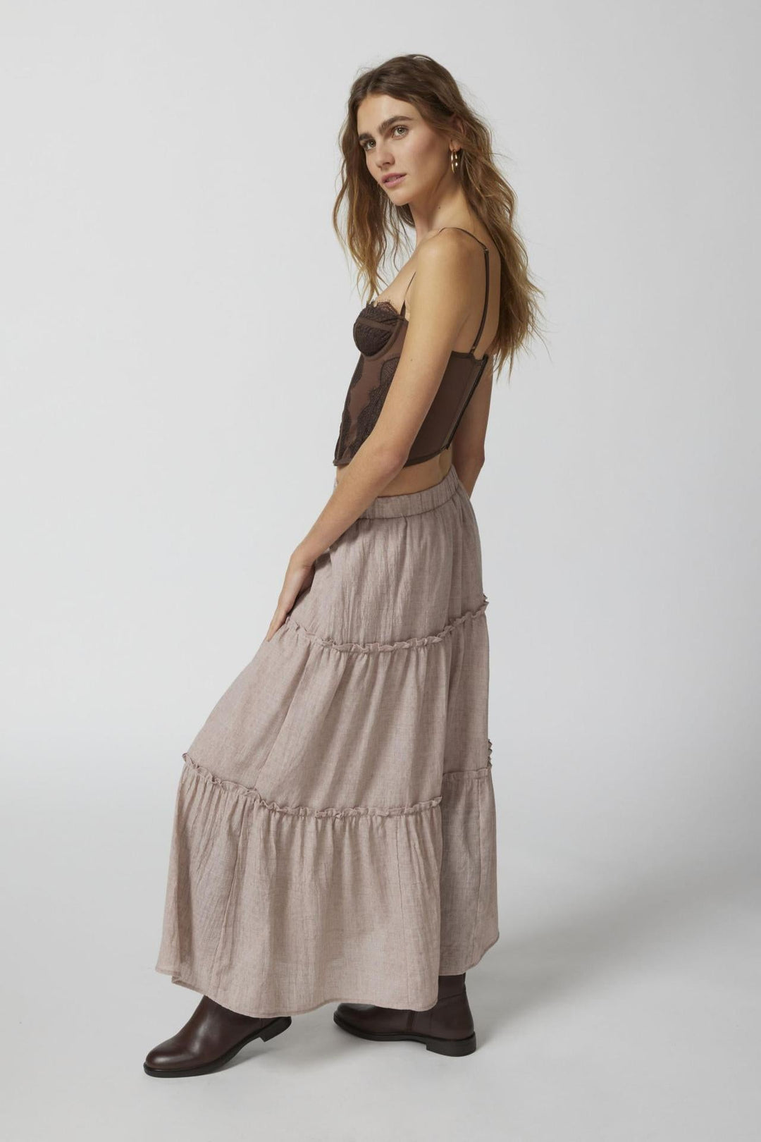 KEMENA - Boho Ruffle Maxi Skirt