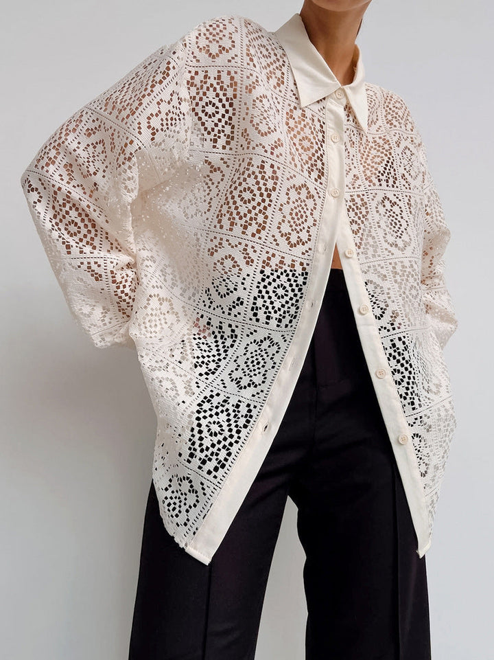 ARACELI - Lace Cut Out Shirt