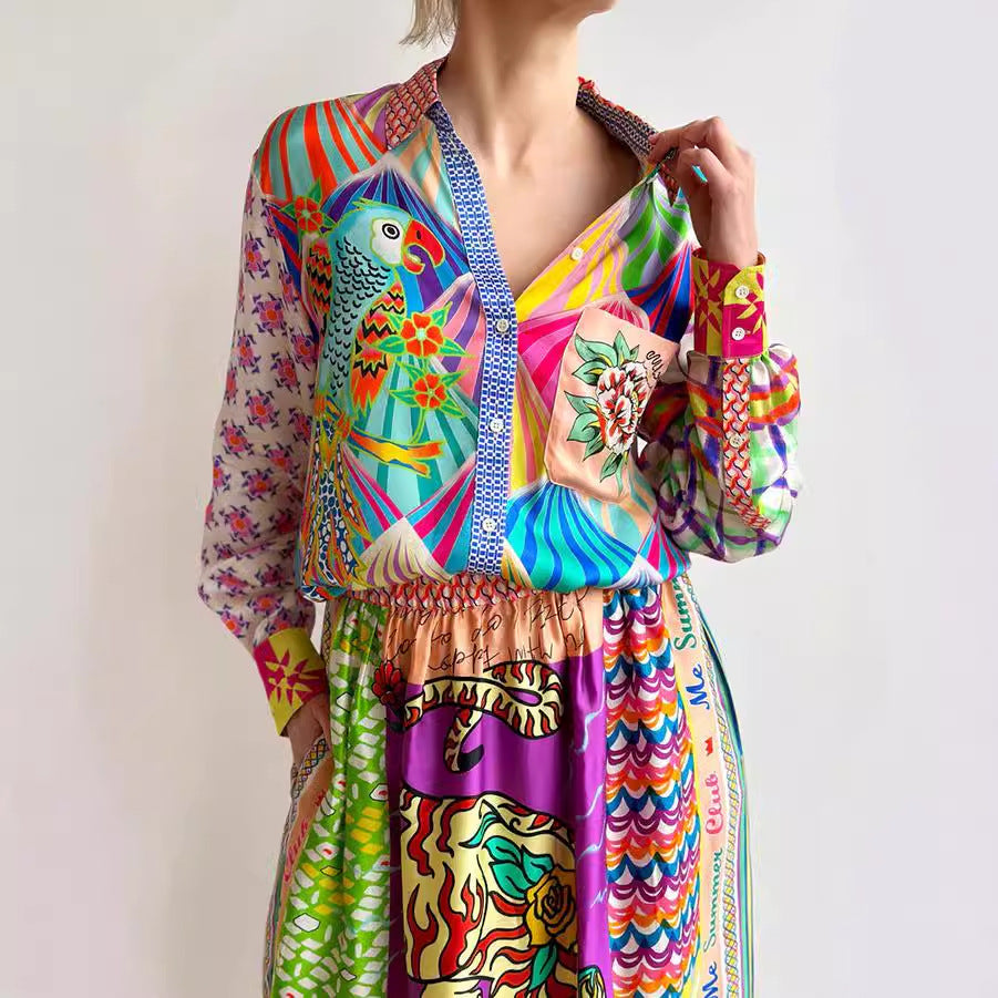 ORIELLE - Colorful Printed Two-Piece Set