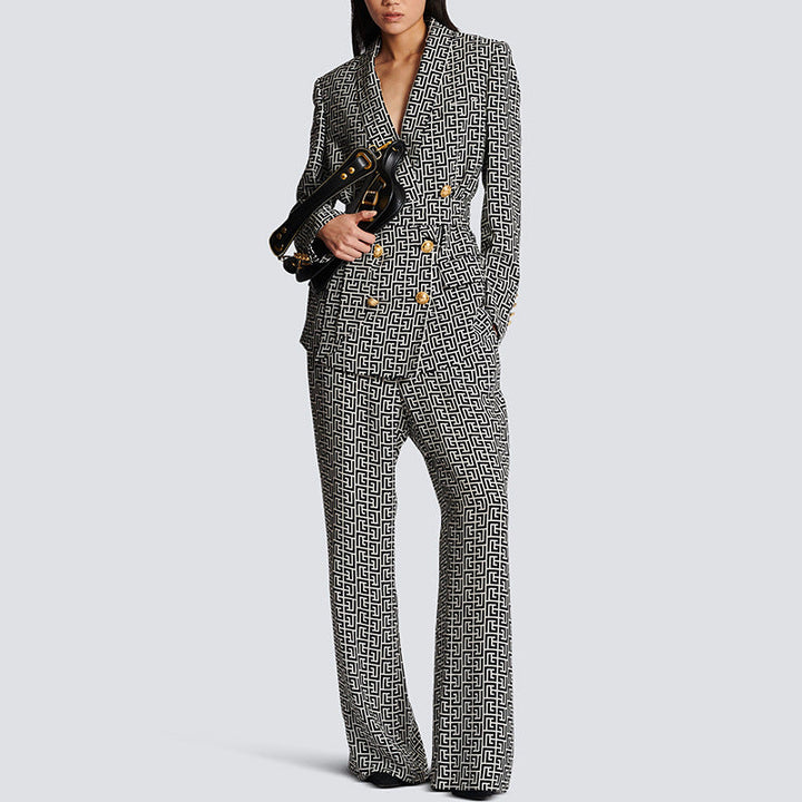 NINA - Monogram Double-Breasted Suit Set