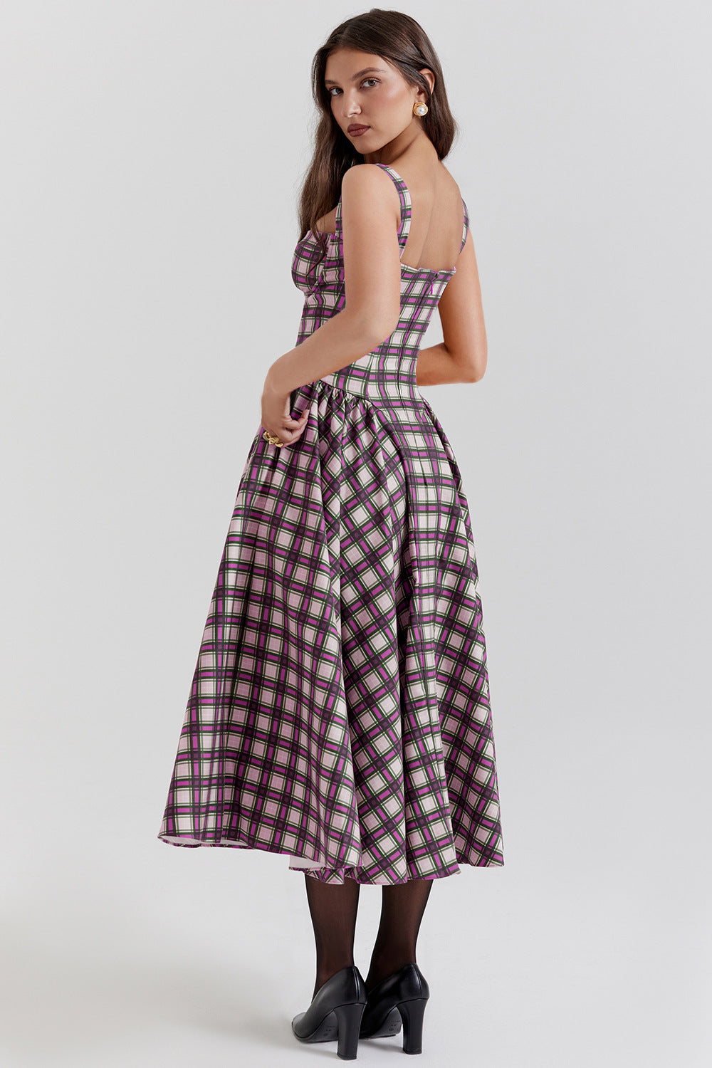 MEDELLIN - Elegant Plaid Midi Dress