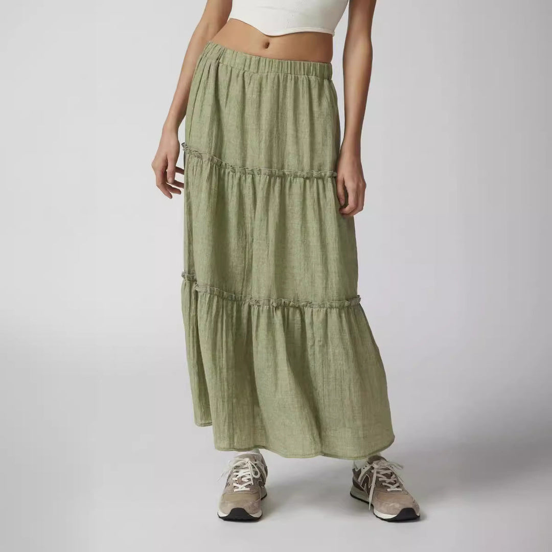 KEMENA - Boho Ruffle Maxi Skirt