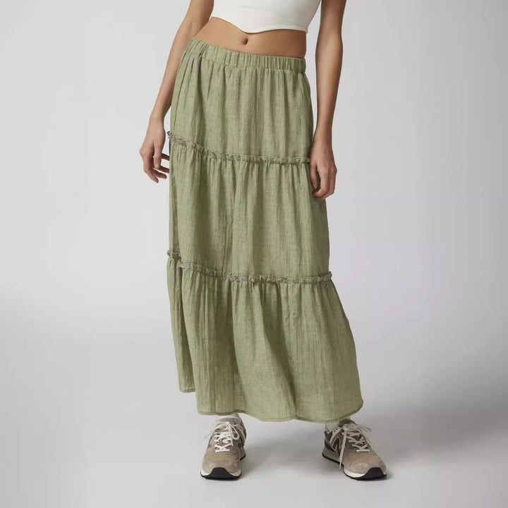 KEMENA - Boho Ruffle Maxi Skirt