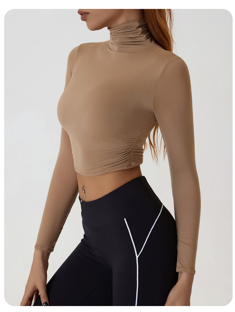 SIDRA - Long Sleeve Ruched Turtleneck Crop Top