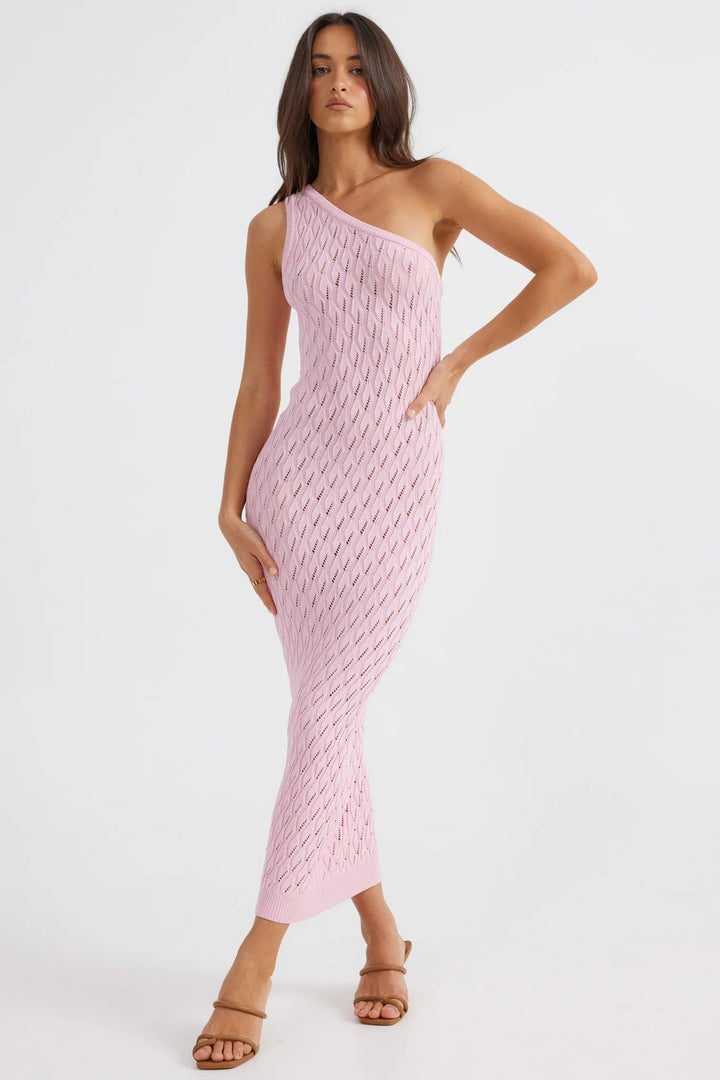 SIHAM - One-Shoulder Knit Midi Dress