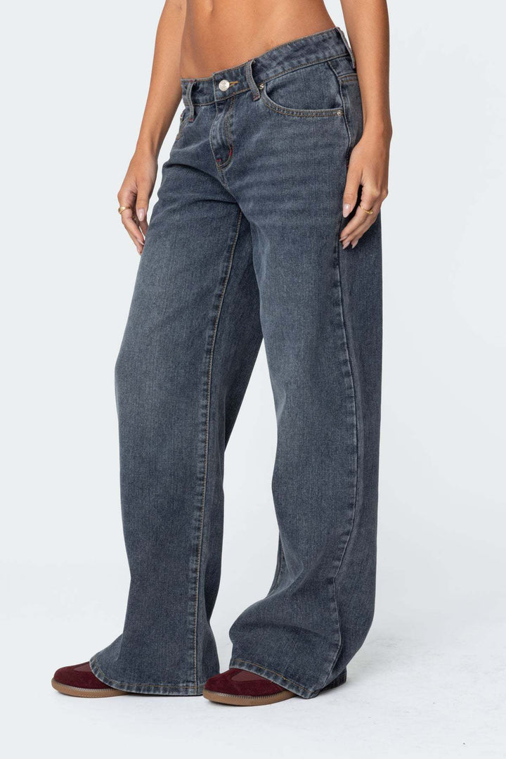 JACKIE - Low-Waisted Wide Leg Denim Jeans