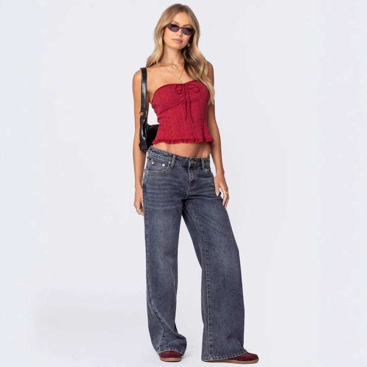 JACKIE - Low-Waisted Wide Leg Denim Jeans