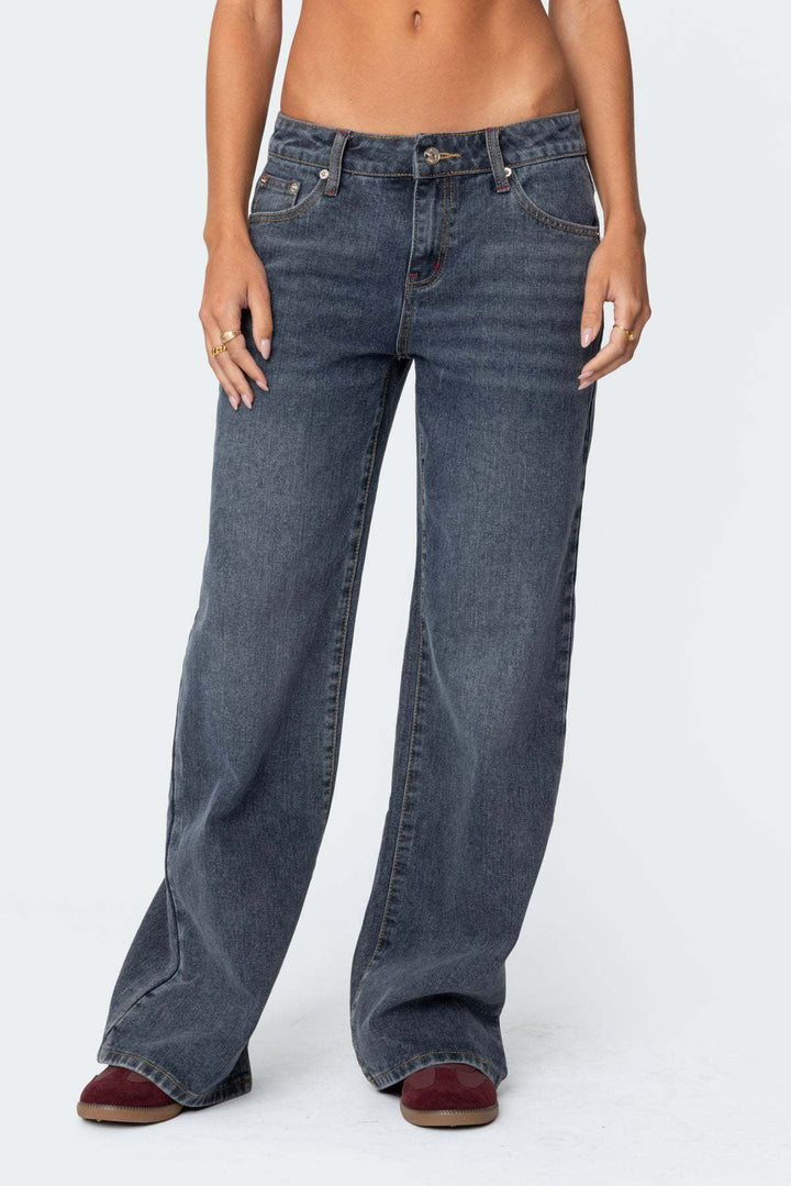 JACKIE - Low-Waisted Wide Leg Denim Jeans