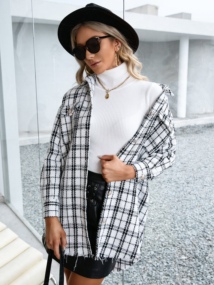 GISELLE - Plaid Tweed Button Coat