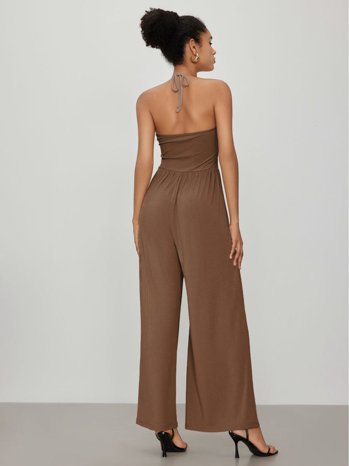 DEMI - Halter Neck Sleeveless Jumpsuit with Pockets