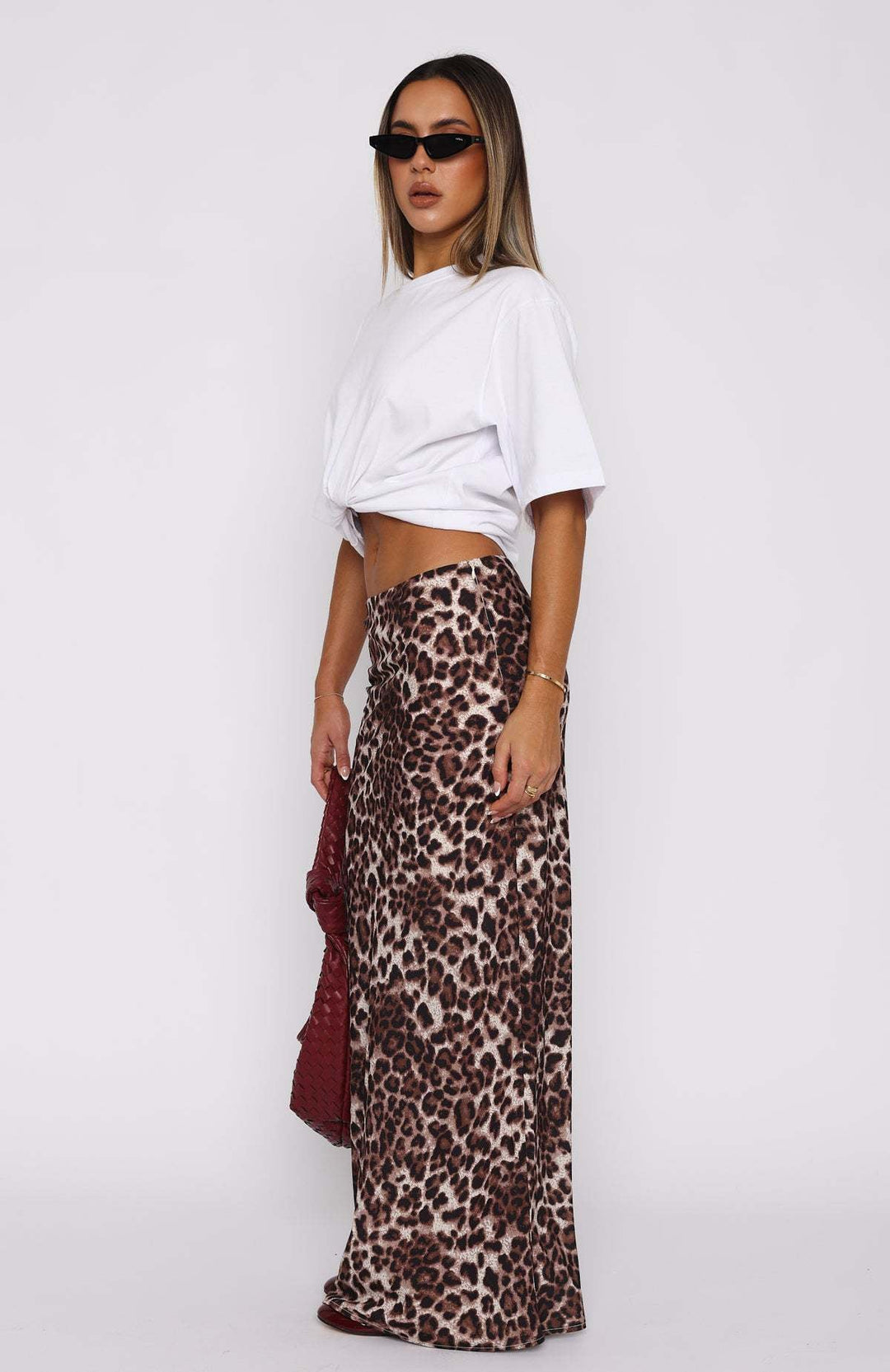NORIKO - Leopard Print Maxi Skirt High Waist