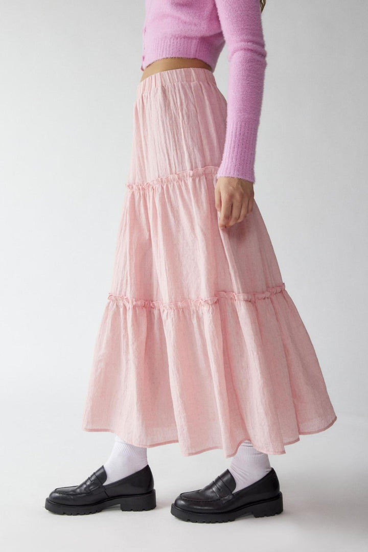KEMENA - Boho Ruffle Maxi Skirt