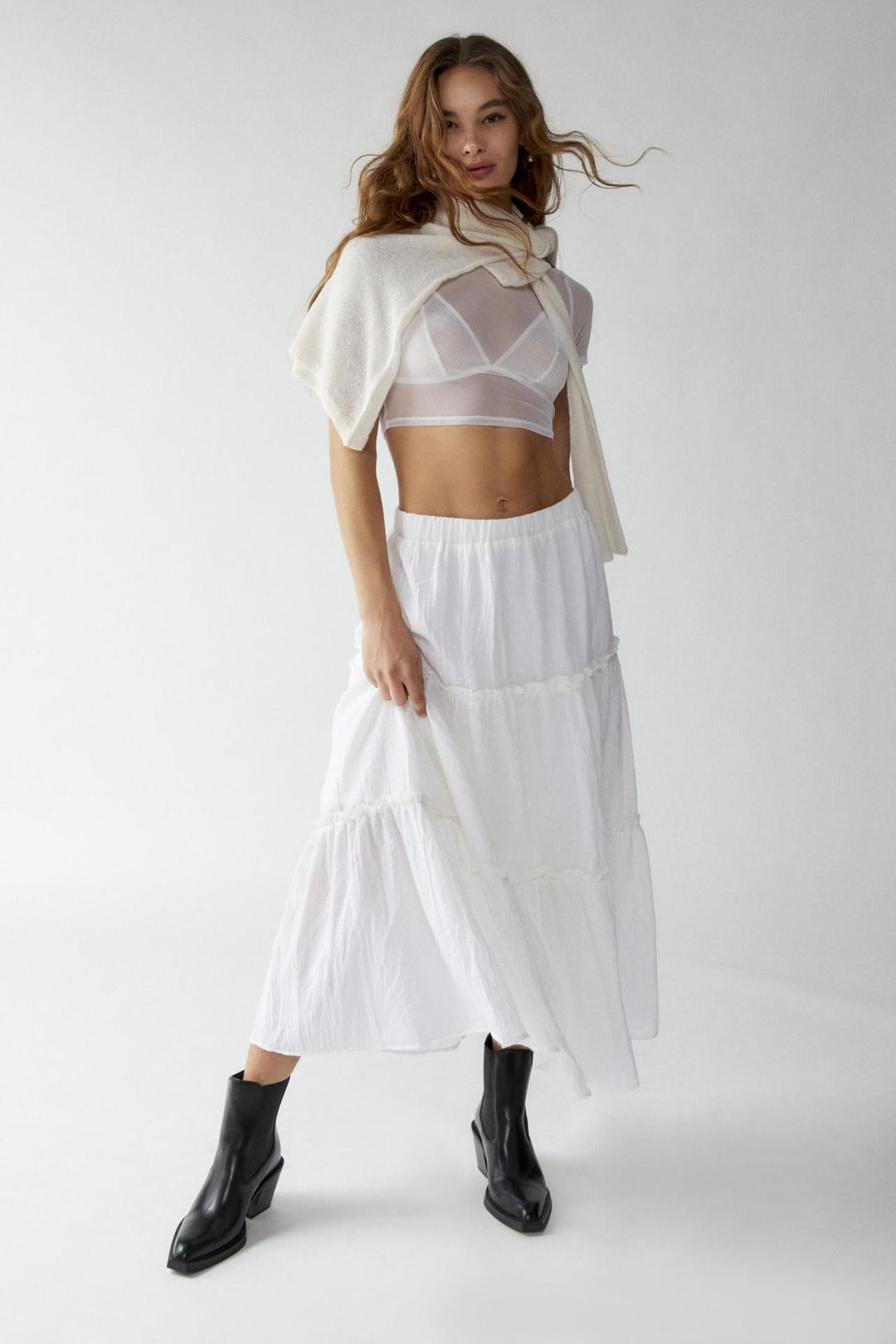 KEMENA - Boho Ruffle Maxi Skirt