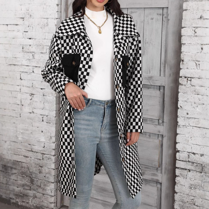 VENNAM - Checkerboard Long Coat