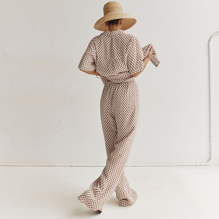 LIRIEN - Geometric Print Shirt & Trousers Set