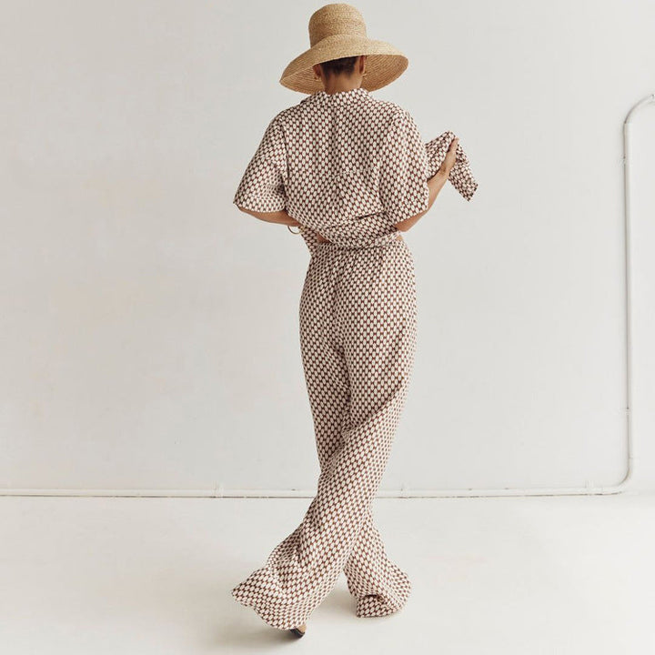 LIRIEN - Geometric Print Shirt & Trousers Set