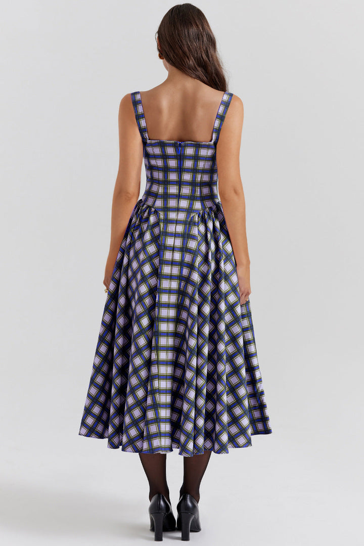 MEDELLIN - Elegant Plaid Midi Dress