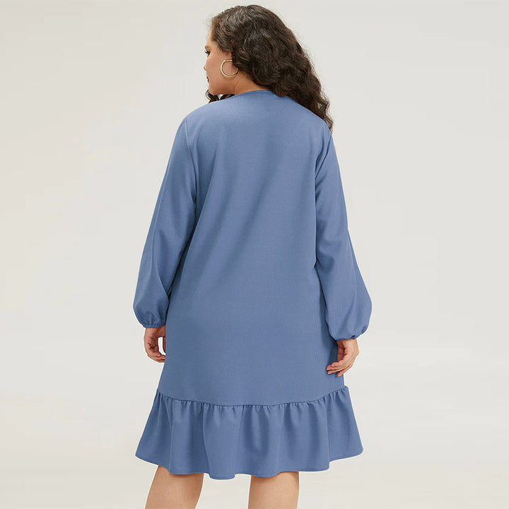 SANAA - V-Neck Ruffle Hem Dress